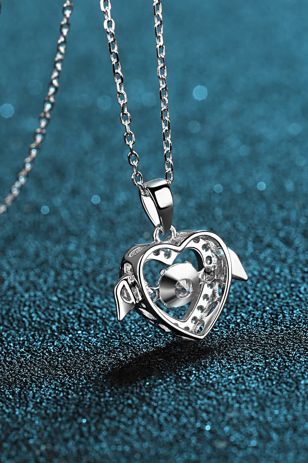 Moissanite Winged Heart Pendant - Marianela's Exclusive Shop