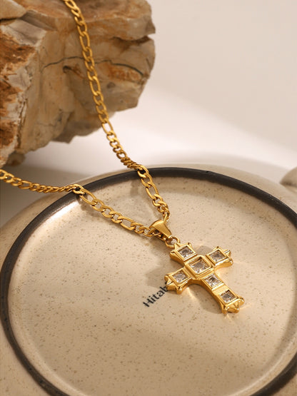 Zircon Cross Pendant Necklace