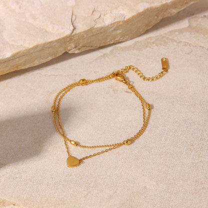 Golden Heart Double-Layer Anklet - Marianela's Exclusive Shop