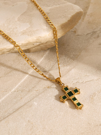 Zircon Cross Pendant Necklace