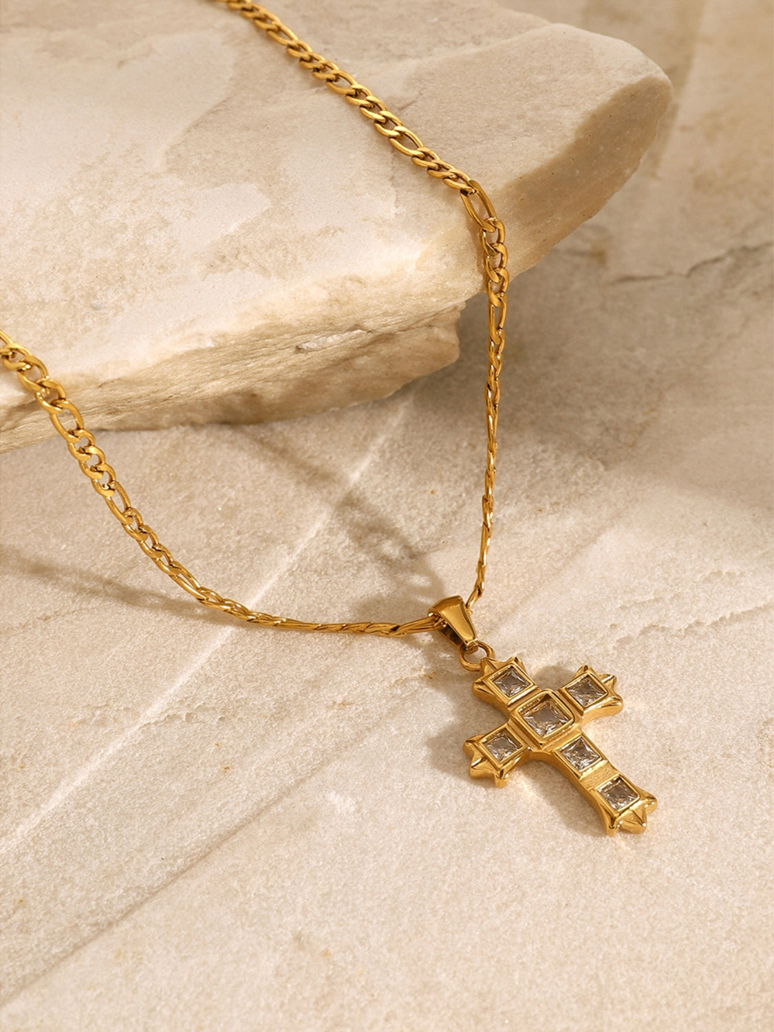 Zircon Cross Pendant Necklace