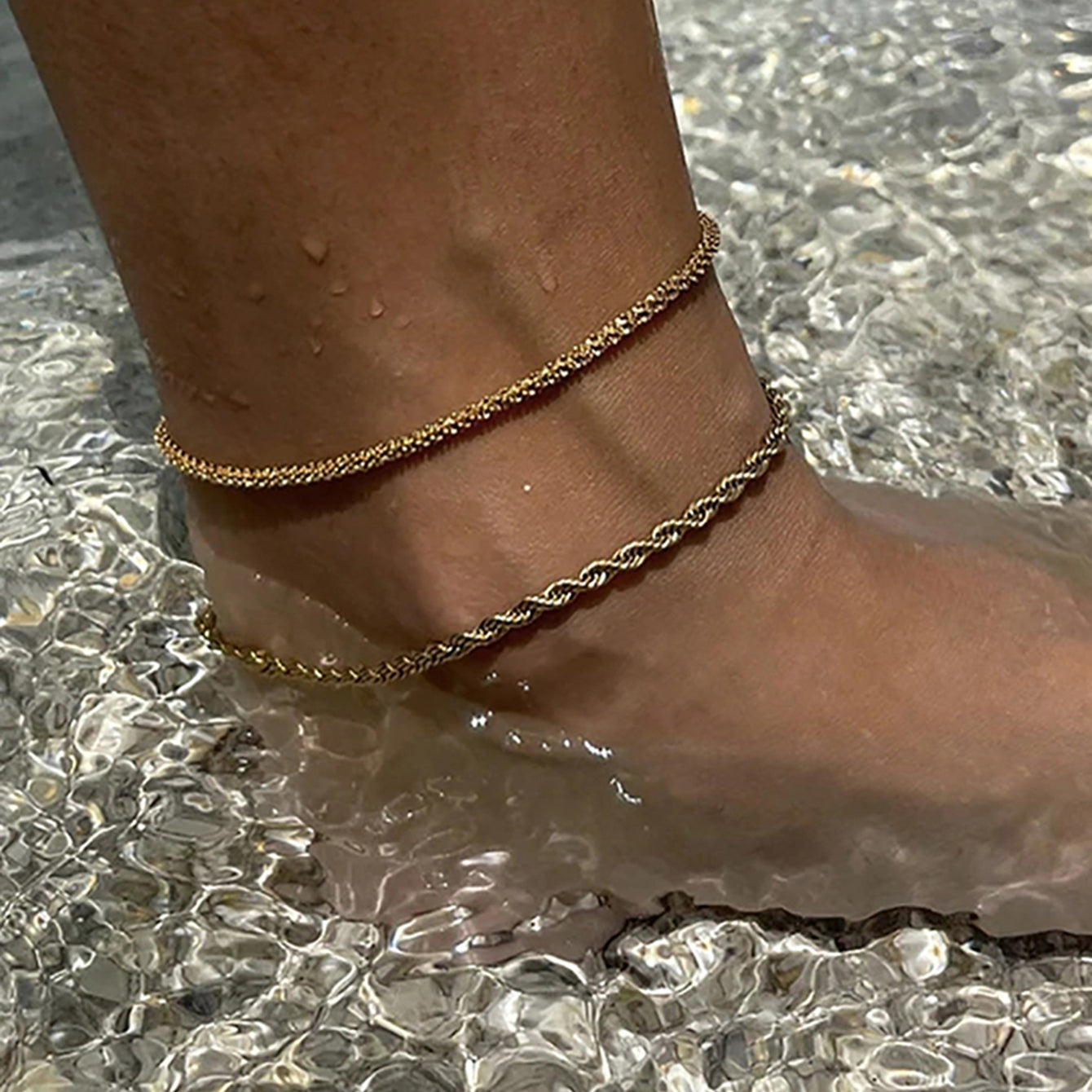 Stainless Steel Twist Chain Ankle Bracelet - Marianela's Exclusive Shop