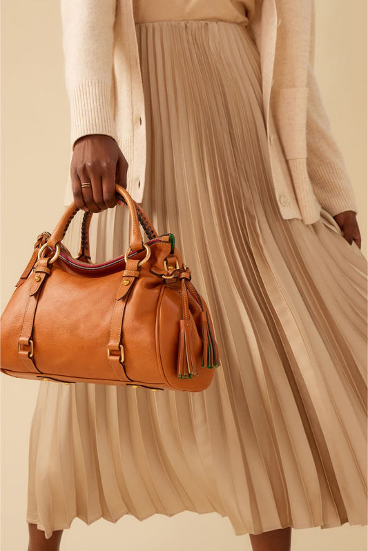 Satchel-Style PU Leather Handbag