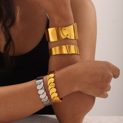 Gold-Plated Titanium Steel Bangle Bracelets - Marianela's Exclusive Shop