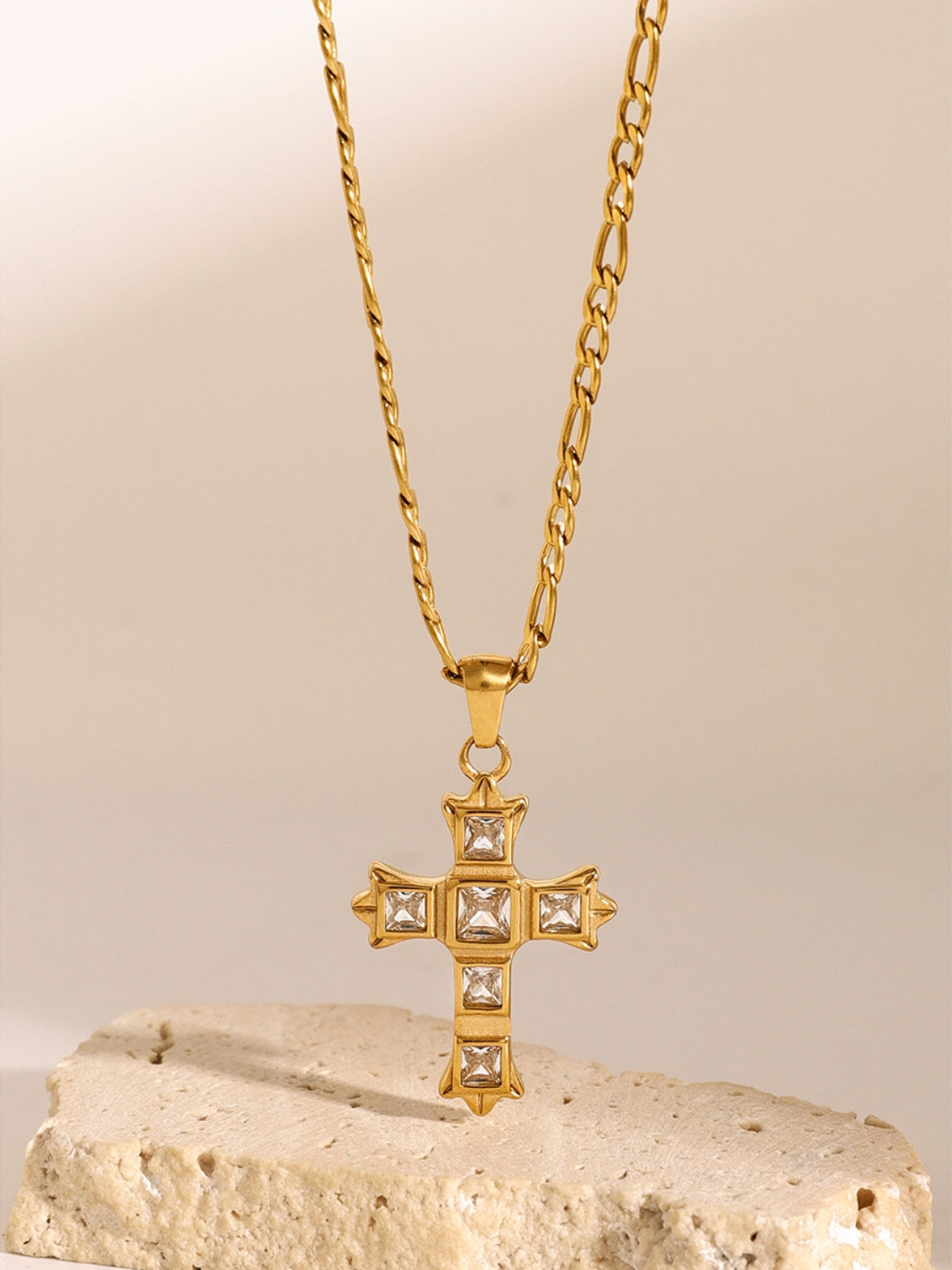 Zircon Cross Pendant Necklace