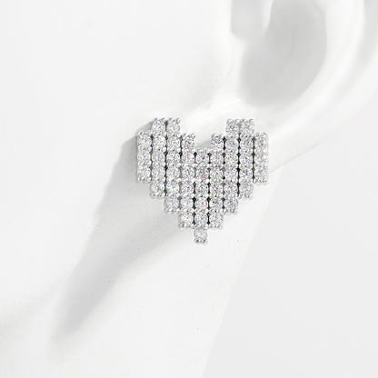 925 Sterling Silver Inlaid Zircon Heart Stud Earrings - Marianela's Exclusive Shop