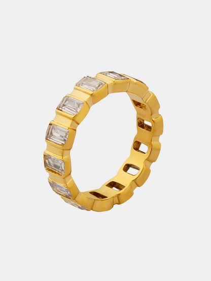 18K Gold-Plated Zircon Titanium Steel Ring