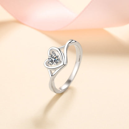 Moissanite Heart Sterling Silver Ring - Marianela's Exclusive Shop