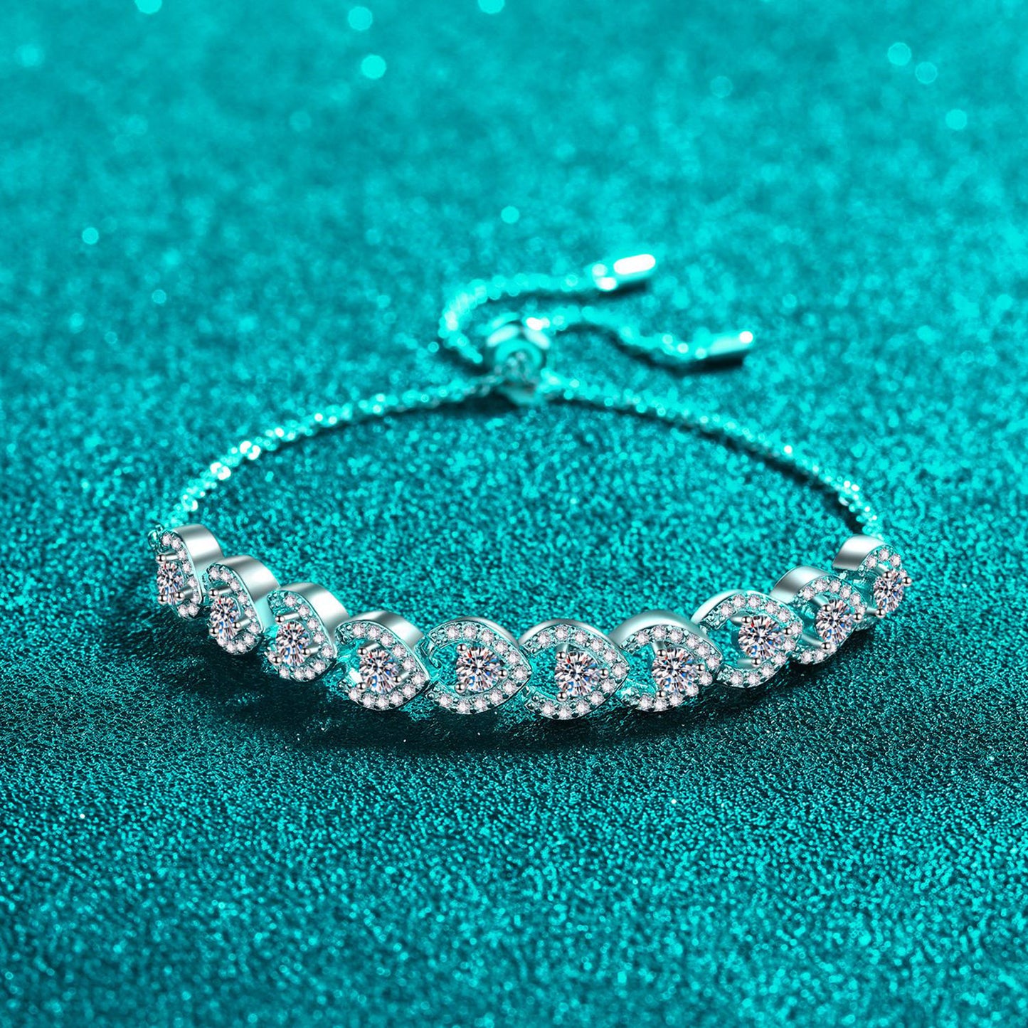 Radiant Moissanite Sterling Silver Bracelet