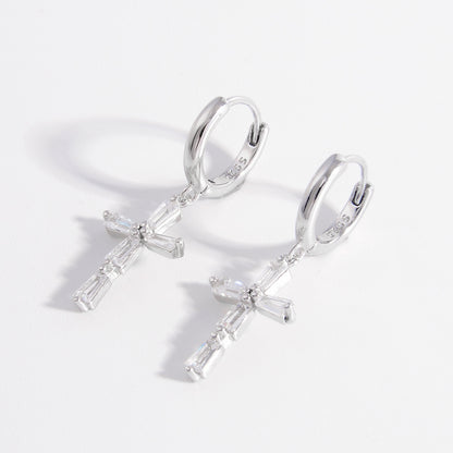 Sparkling Zircon Cross Drop Earrings - Marianela's Exclusive Shop