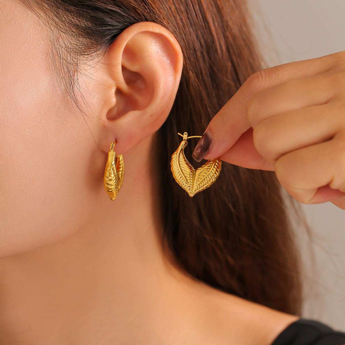 Leaf Luxe Hoops - Marianela's Exclusive Shop