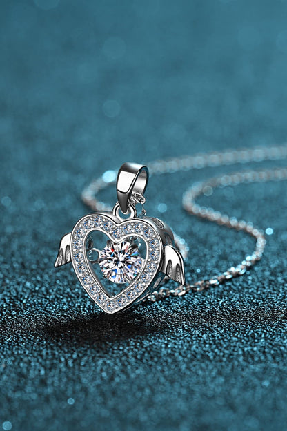 Moissanite Winged Heart Pendant - Marianela's Exclusive Shop