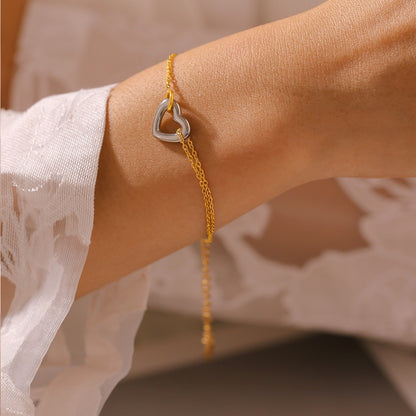 18K Gold-Plated Silver Heart Bracelet