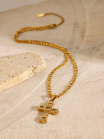 Zircon Cross Pendant Necklace