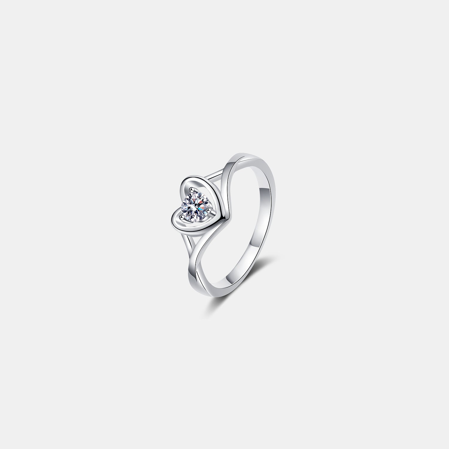 Moissanite Heart Sterling Silver Ring - Marianela's Exclusive Shop