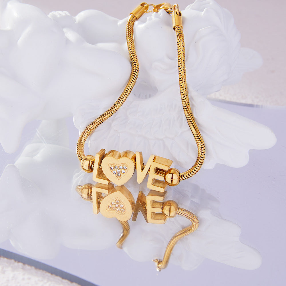 LOVE Letter Rhinestone Bracelet - Marianela's Exclusive Shop