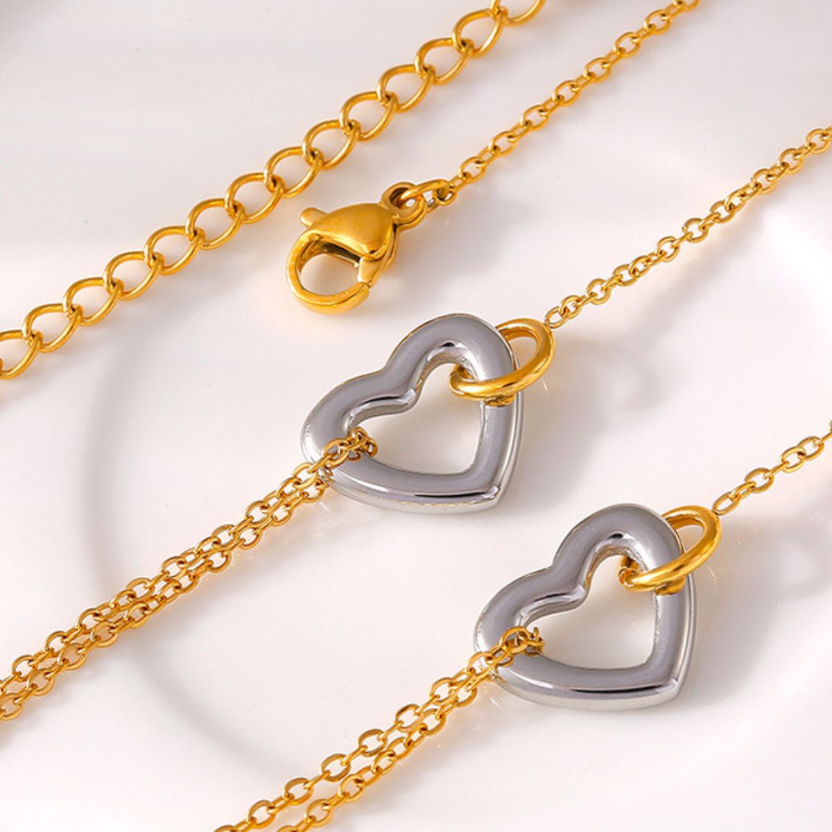 18K Gold-Plated Silver Heart Bracelet