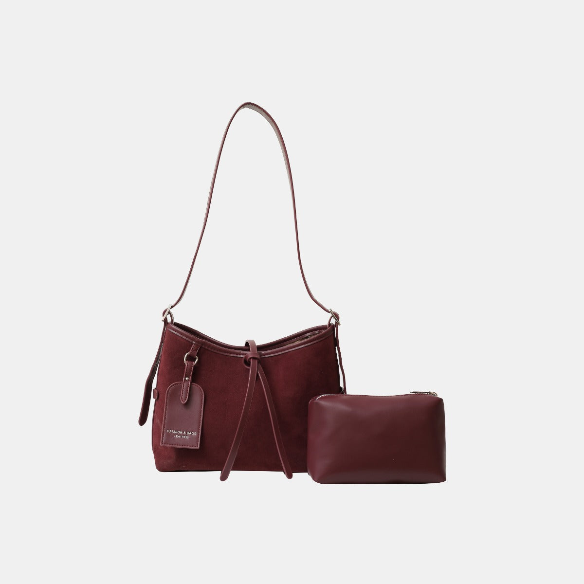 Suede Shoulder Bag and PU Leather Clutch 2 Piece Set - Marianela's Exclusive Shop