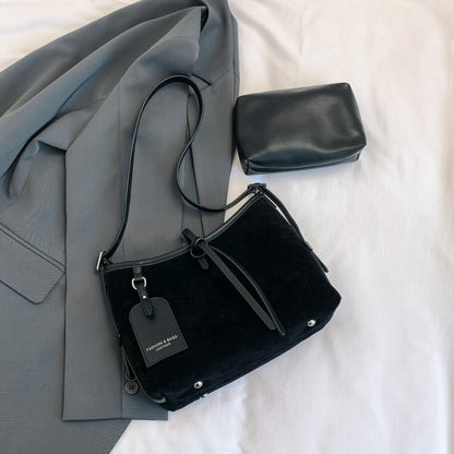 Suede Shoulder Bag and PU Leather Clutch 2 Piece Set - Marianela's Exclusive Shop