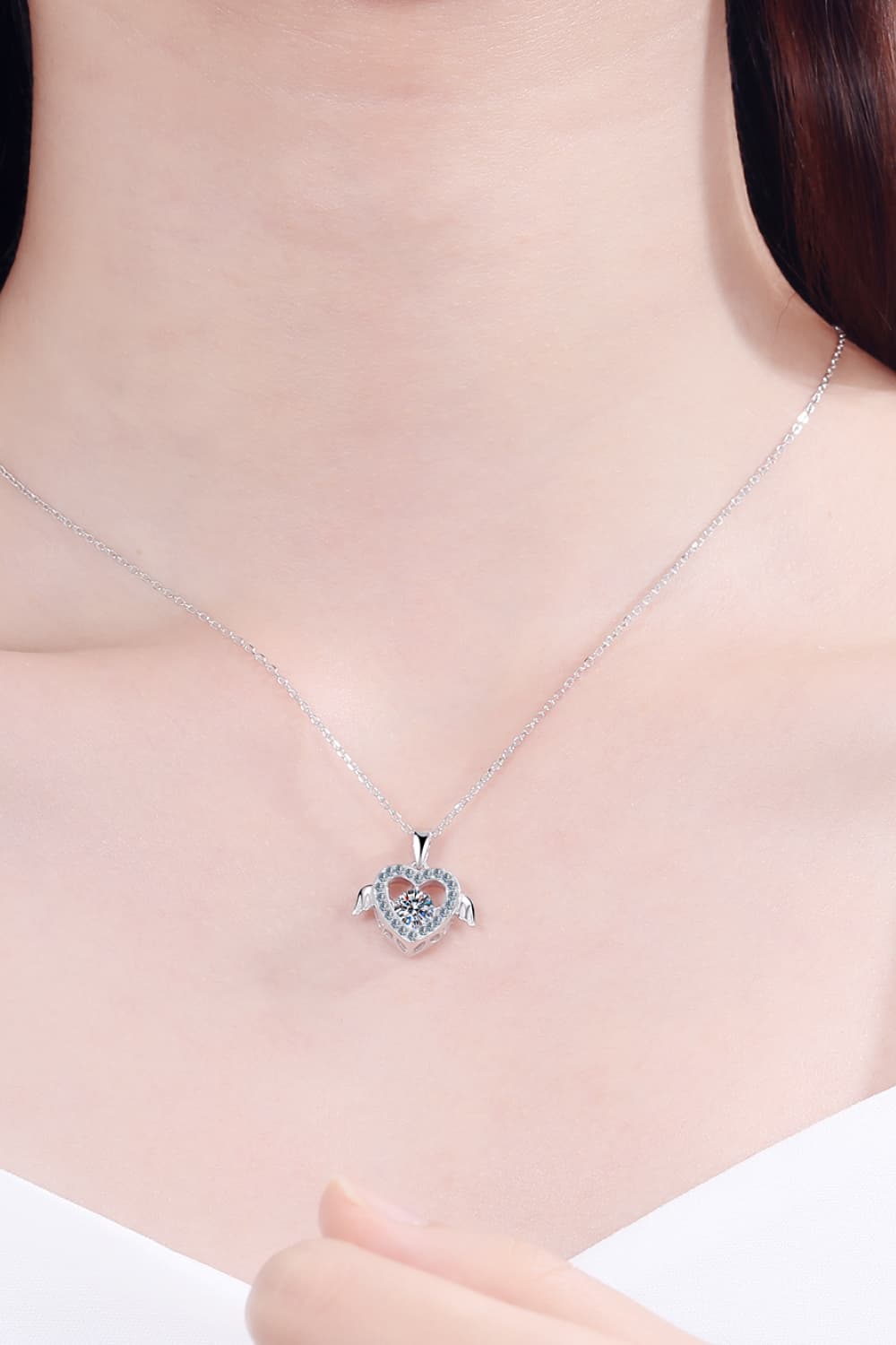 Moissanite Winged Heart Pendant - Marianela's Exclusive Shop