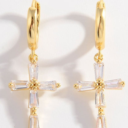 Sparkling Zircon Cross Drop Earrings - Marianela's Exclusive Shop