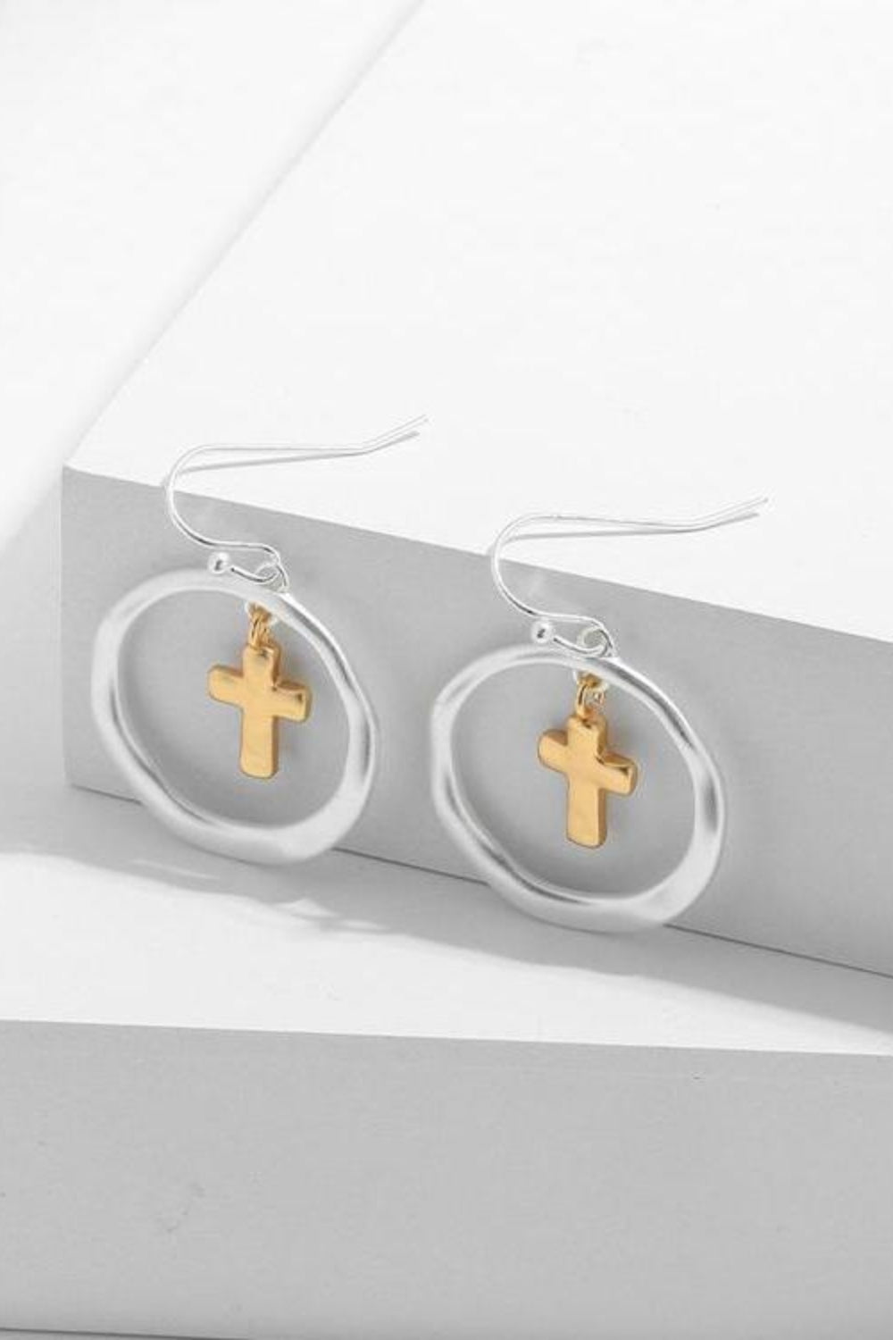 Contrast Cross Hoop Earrings