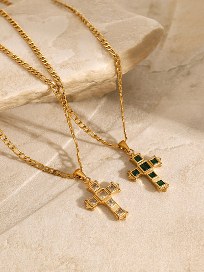 Zircon Cross Pendant Necklace