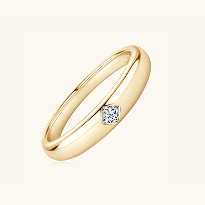 925 Sterling Gold Inlaid Diamond Shape Moissanite Band Ring. 