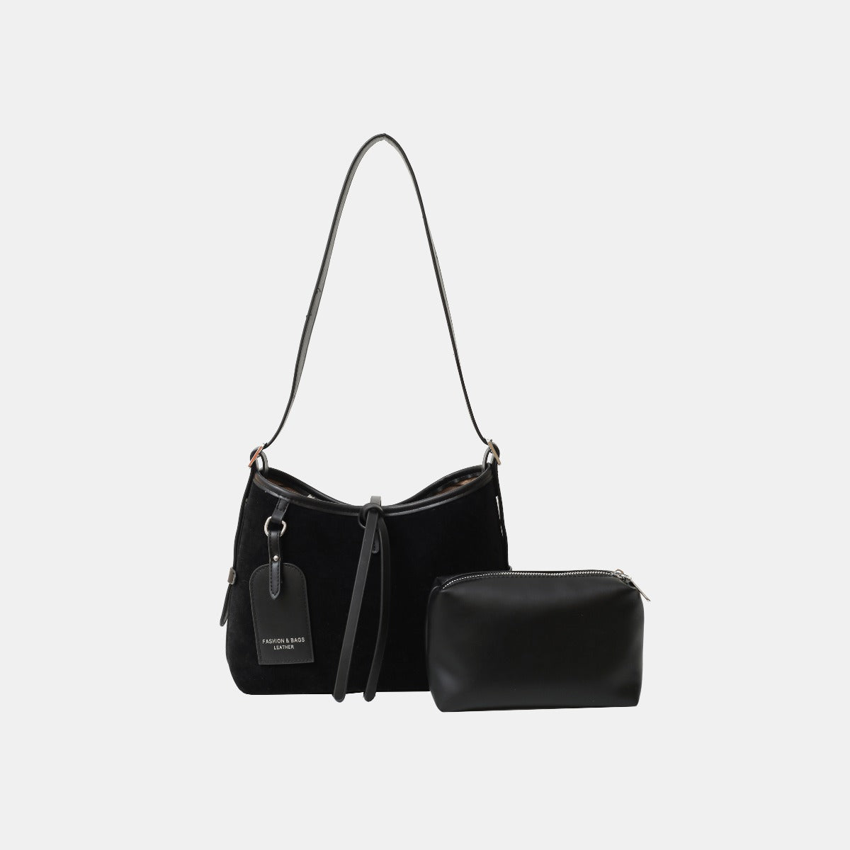 Suede Shoulder Bag and PU Leather Clutch 2 Piece Set - Marianela's Exclusive Shop