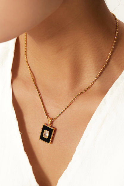 Square Pendant Rope Chain Necklace