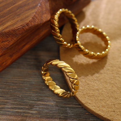 Golden Wave Textured Ring