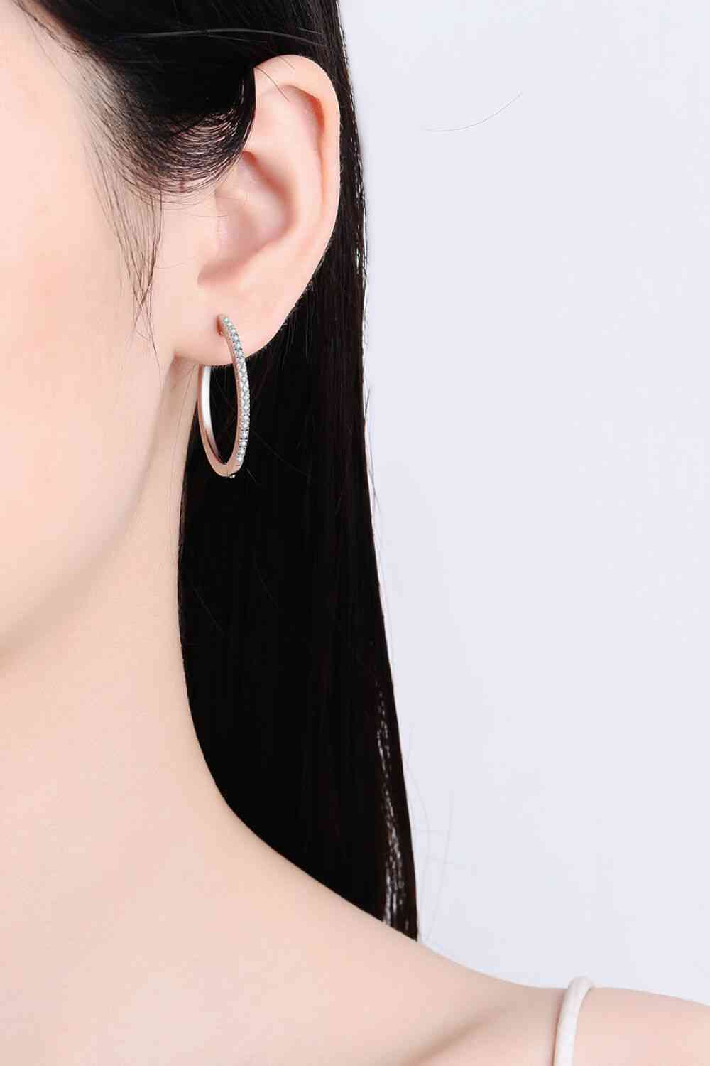 Luxe Rhodium-Plated Moissanite Hoop Earrings - Marianela's Exclusive Shop